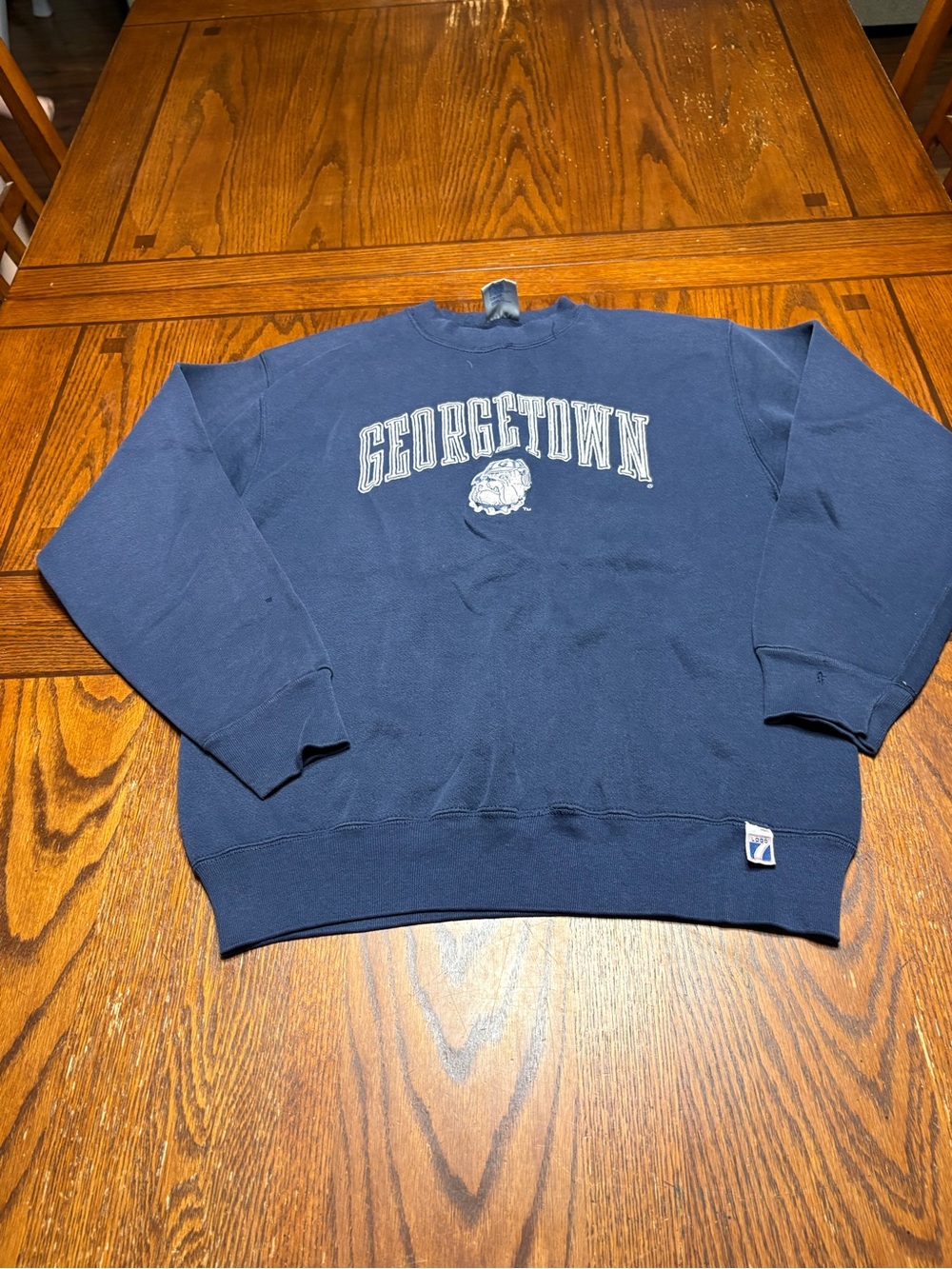 Vtg Logo 7 Georgetown Navy Crewneck Sweatshirt - Collegiate Logo
